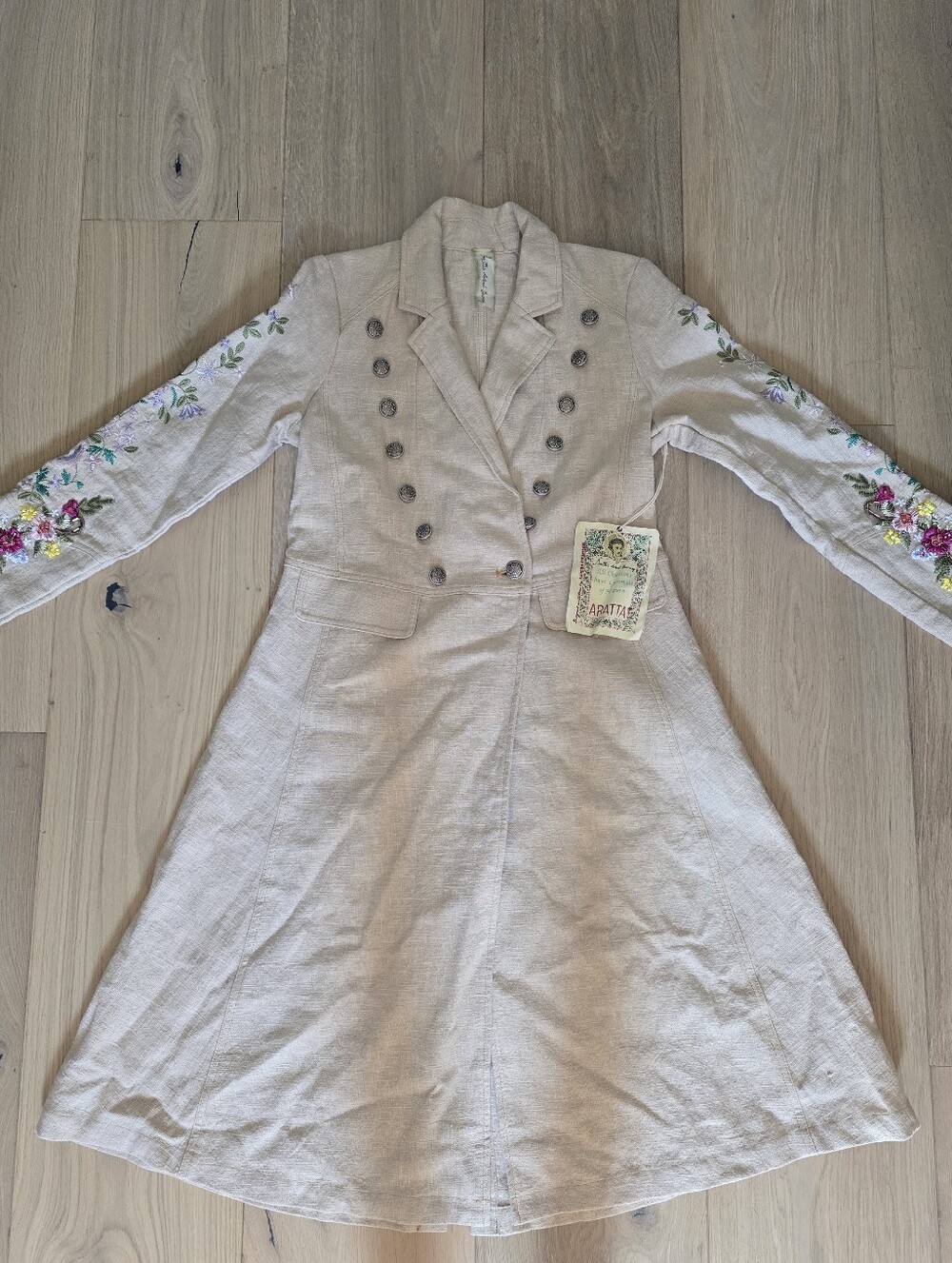 Aratta Cherish Coat Embroidered with Floral Accents - Picture 2 of 8